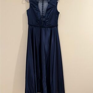 Elegant Navy Blue Sleeveless Dress